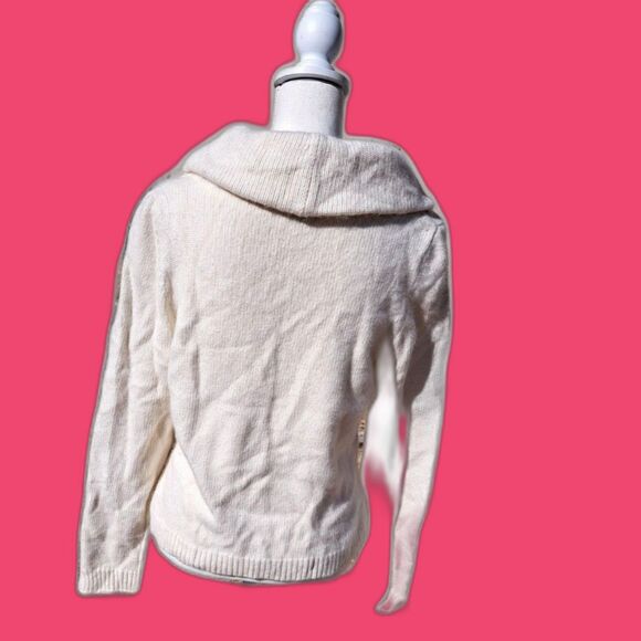 Ann Taylor Size L button up V Neck super Soft Angola Rabbit & Lamb Wool Sweater - Picture 3 of 9